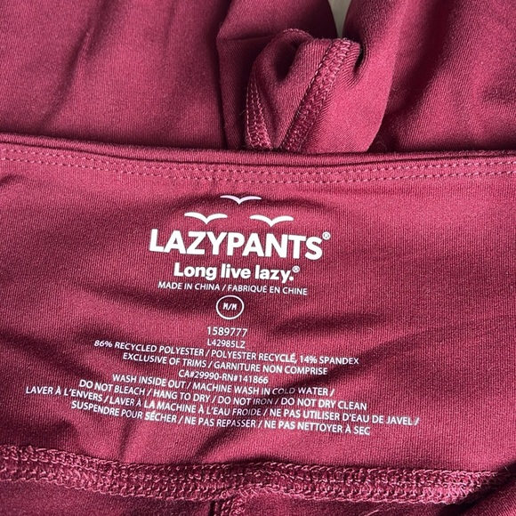 Lazypants High-Waisted Burgundy Leggings | Size M | Stretchy Activewear - Picture 6 of 7